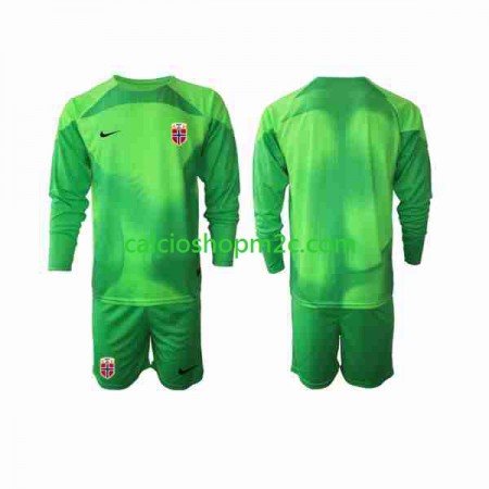 Norvegia Portiere Bambino Maglia Prima 2022 Manica Lunga (+ Pantaloncini)